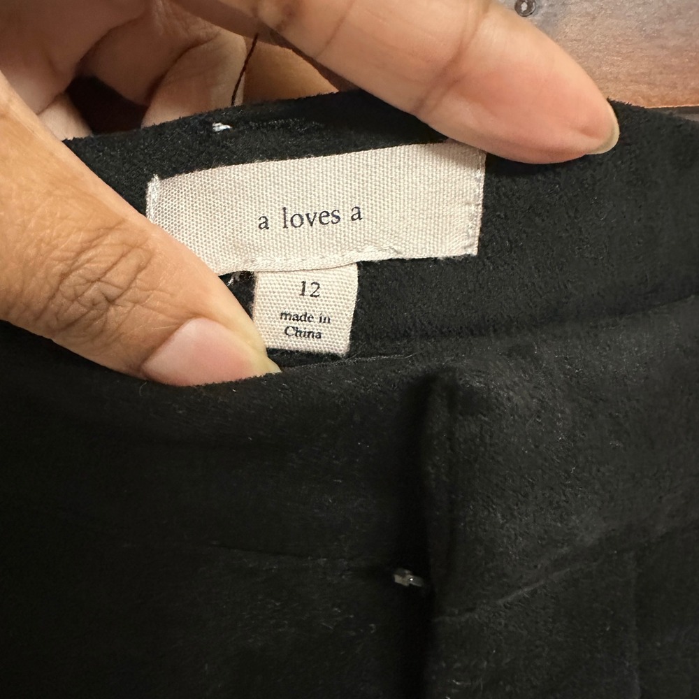 A Loves A Velvet Wide Leg Cropped Pants High Rise Size 12 Black Pleated Trousers - Picture 6 of 8